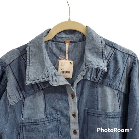 FREE PEOPLE Sun Burst Denim Mini‎ Dress Size XSMALL - Picture 12 of 16